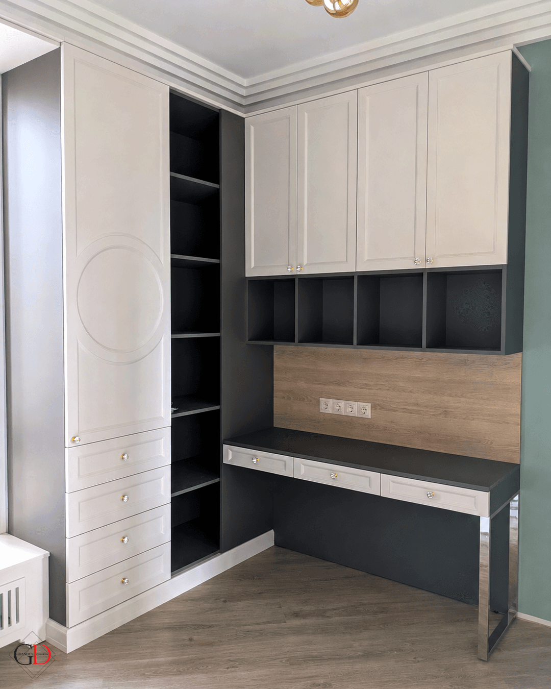 Home office alb cu lemn — GranDen